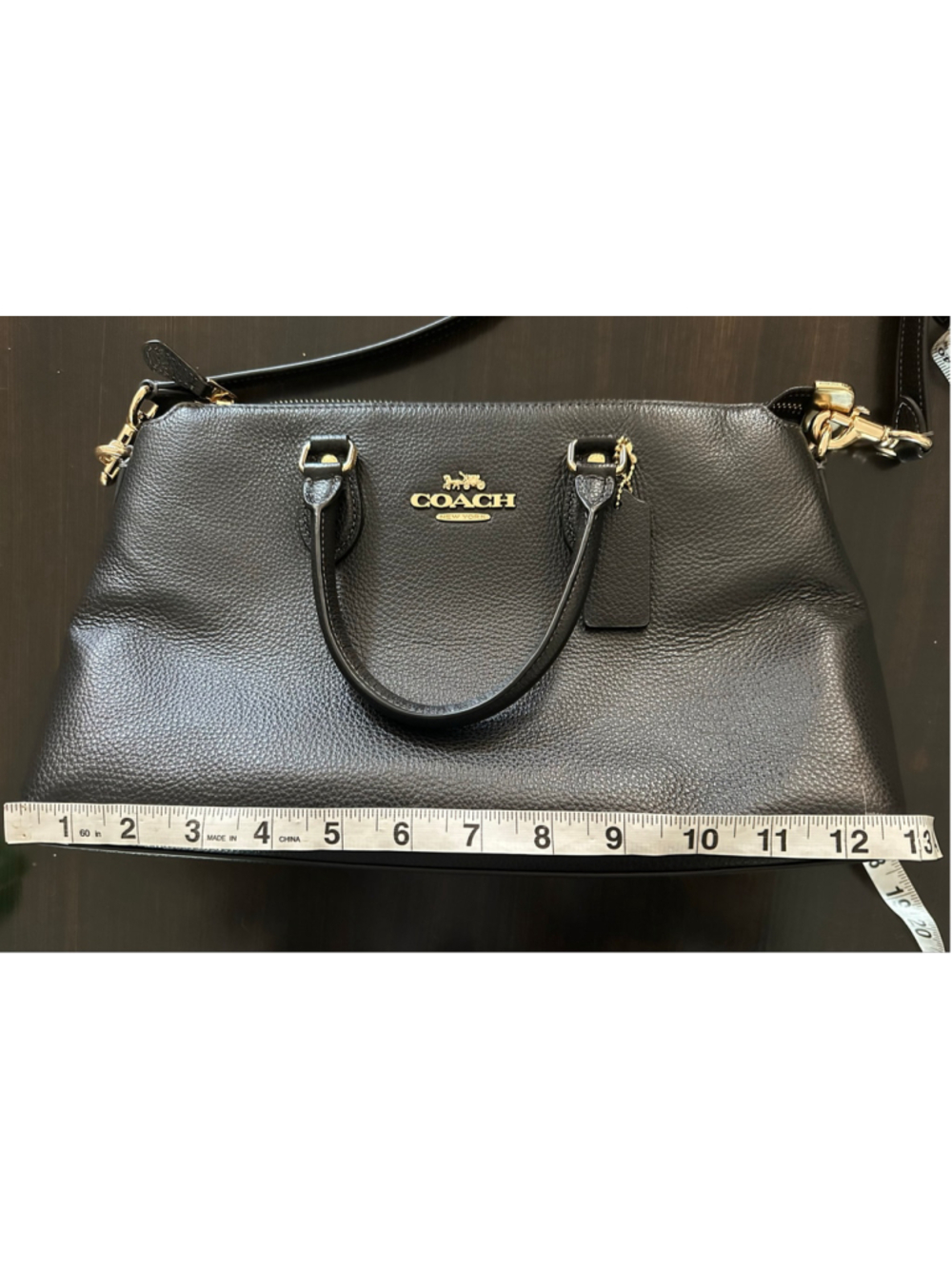 Women's Coach Black Leather Satchel Handbag - Picture 7 of 10
